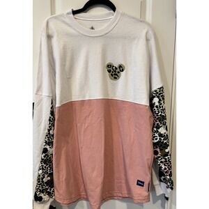 NWT Disney Spirit Jersey Wild About Disney Leopard Print Long Sleeve Shirt L